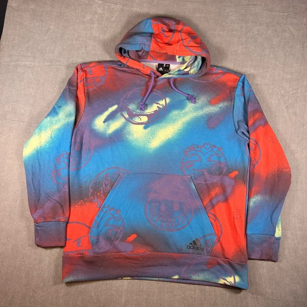 Adidas Lil Stripe Graffiti Hoodie Mens Large Multicolor HG8187 Spray Paint Art